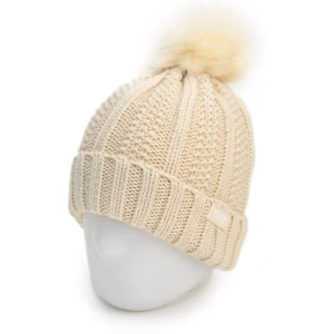 BeaniesEveryday Warmth, Elevated Feel|Autumn Collection|UNTUCKit Snowbird Woven Beanie With Pom - Beige